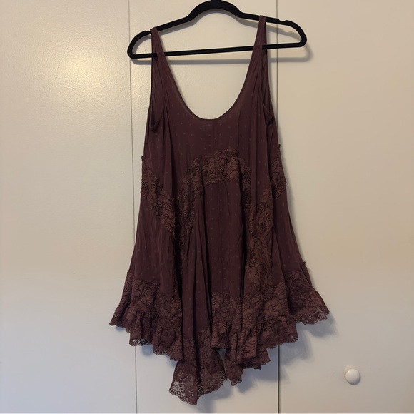 Intimately Free People Lace Trim Mini Dress | Burgundy - Picture 2 of 5